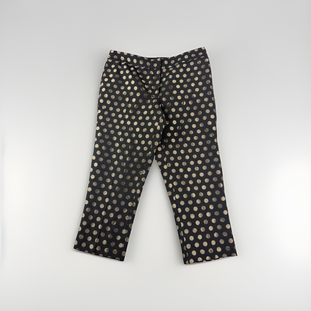 Boden UK black/gold polka dot chino pants capris, women's 16